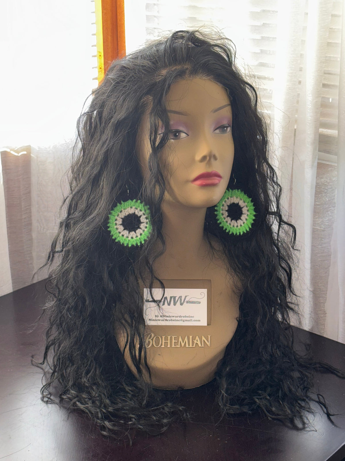 Bright Green Protection Eye Earrings
