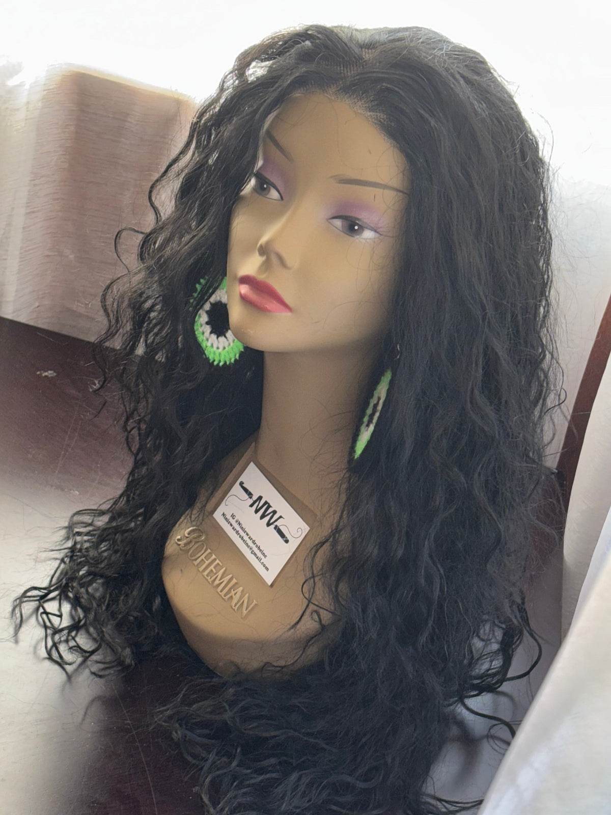 Bright Green Protection Eye Earrings