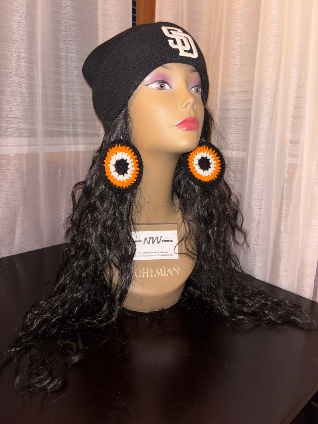 Orange Protection Eye Earrings