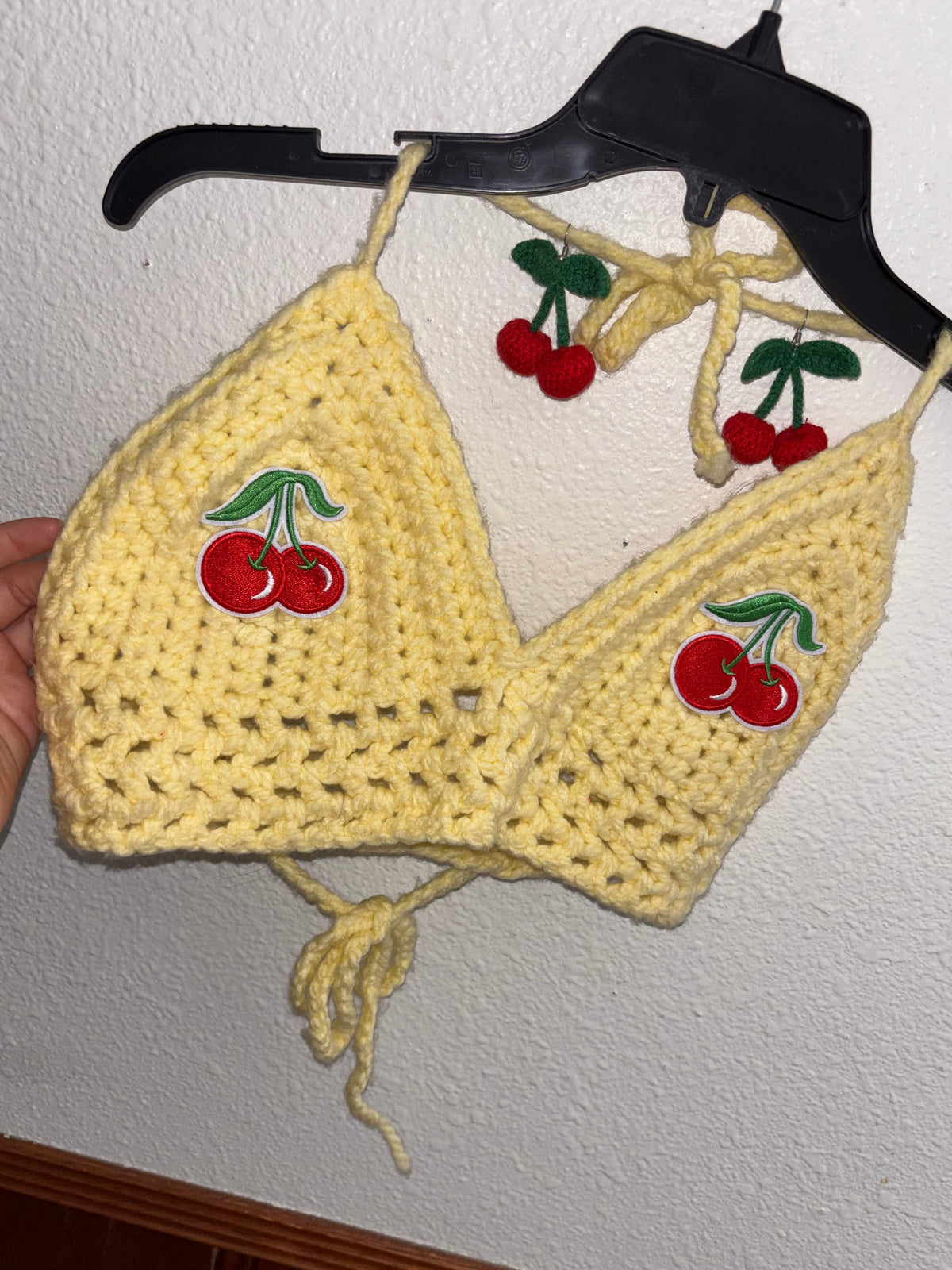 Cherry Corset Bralette with Cherry Earrings