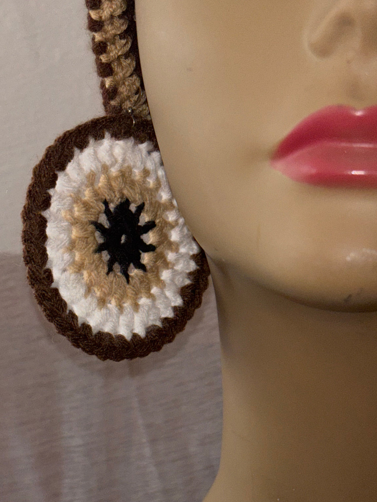 Brown & Tan Cat Hat & Earrings Set