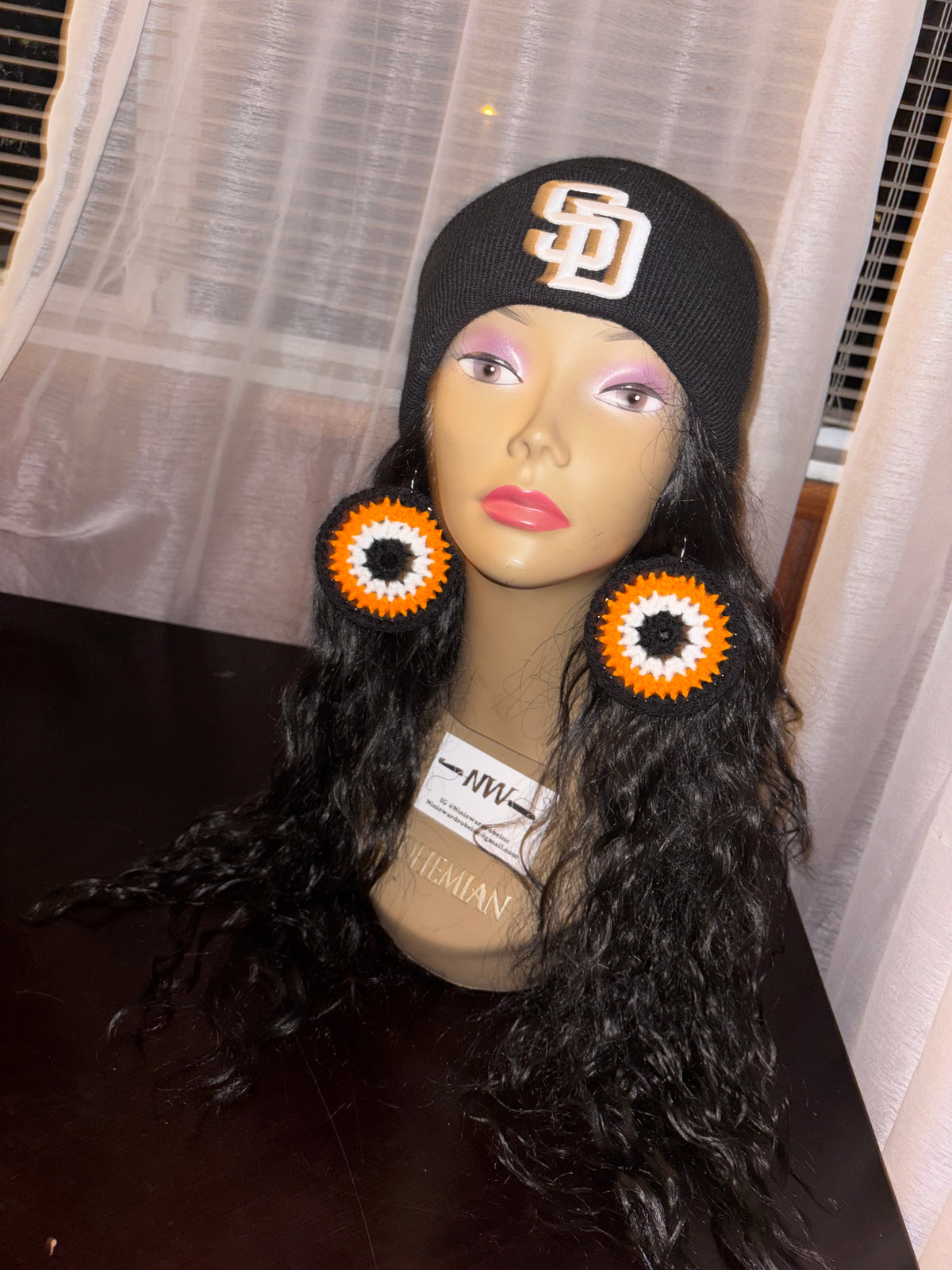 Orange Protection Eye Earrings