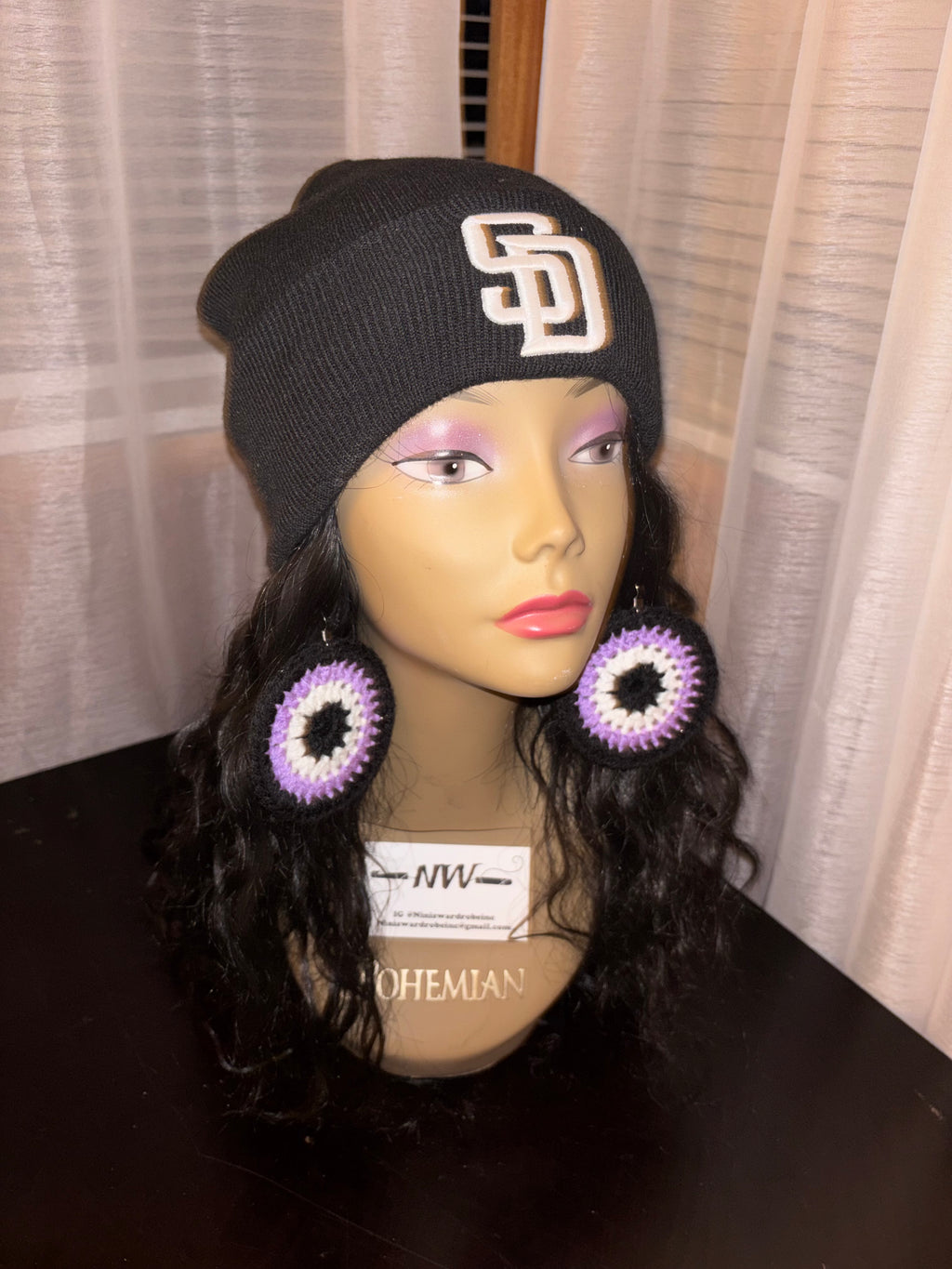 Lilac Purple Protection Eye Earrings