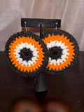 Orange Protection Eye Earrings