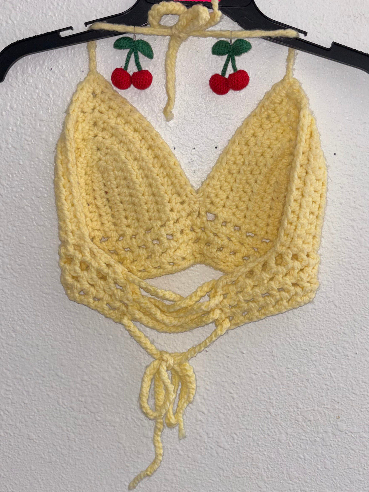 Cherry Corset Bralette with Cherry Earrings