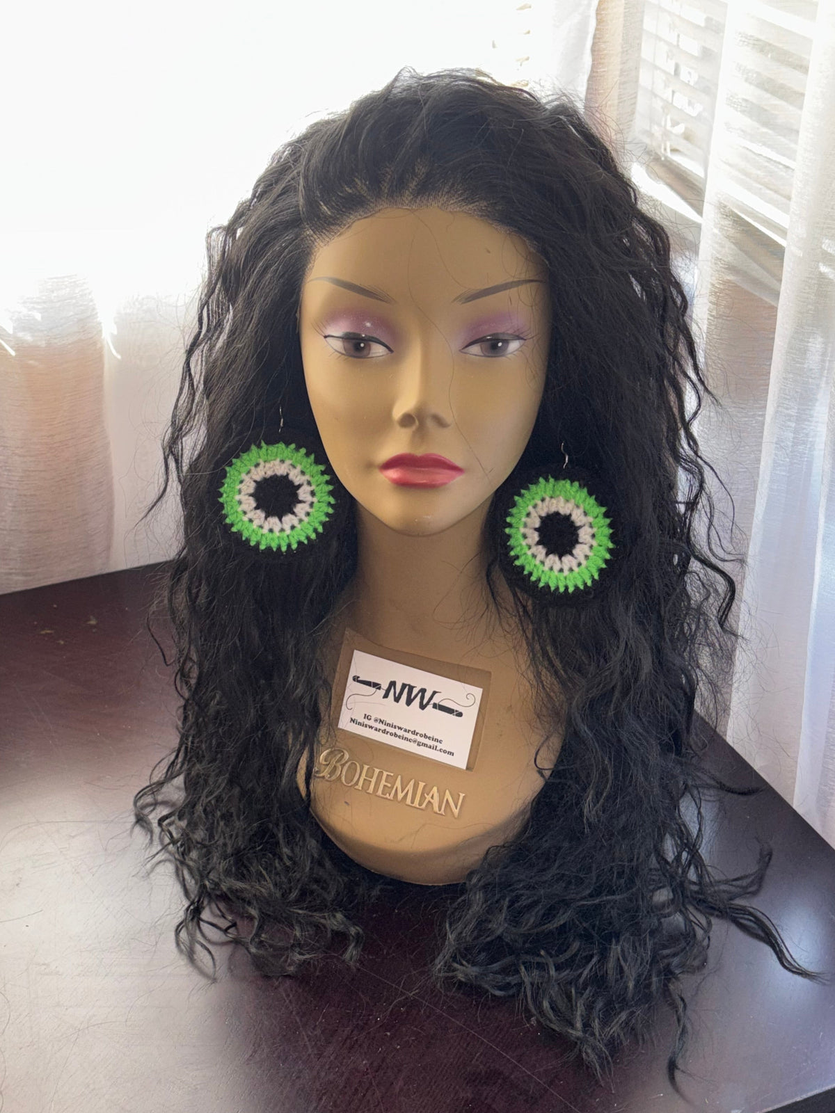Bright Green Protection Eye Earrings