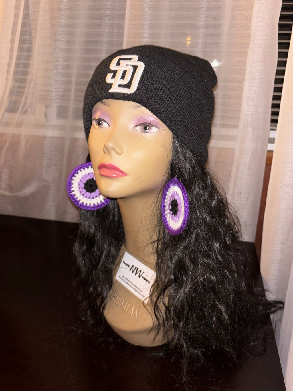 Purple Protection Eye Earrings
