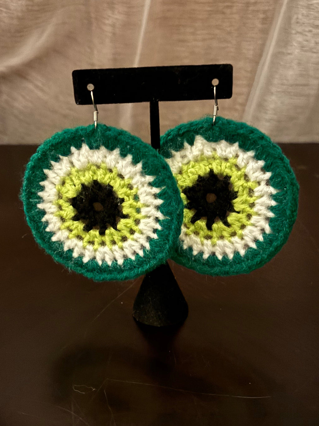 Green Protection Eye Earrings