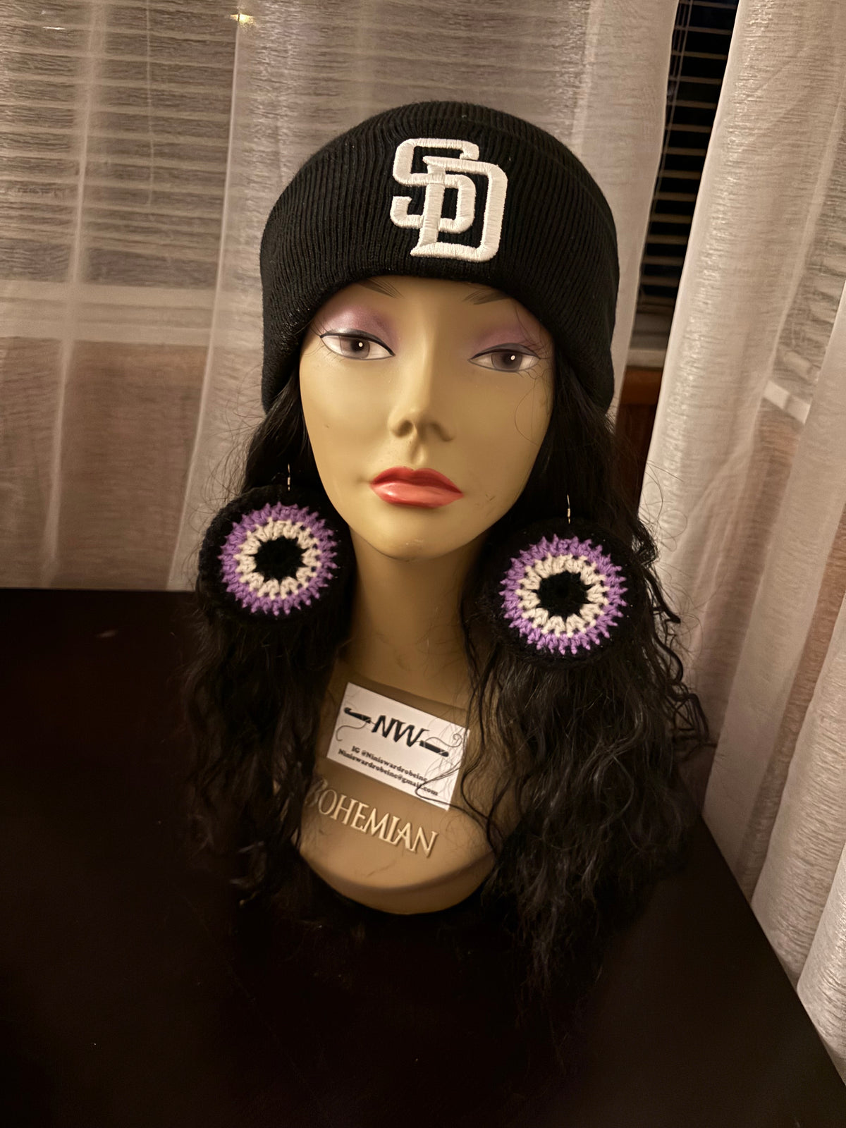 Lilac Purple Protection Eye Earrings