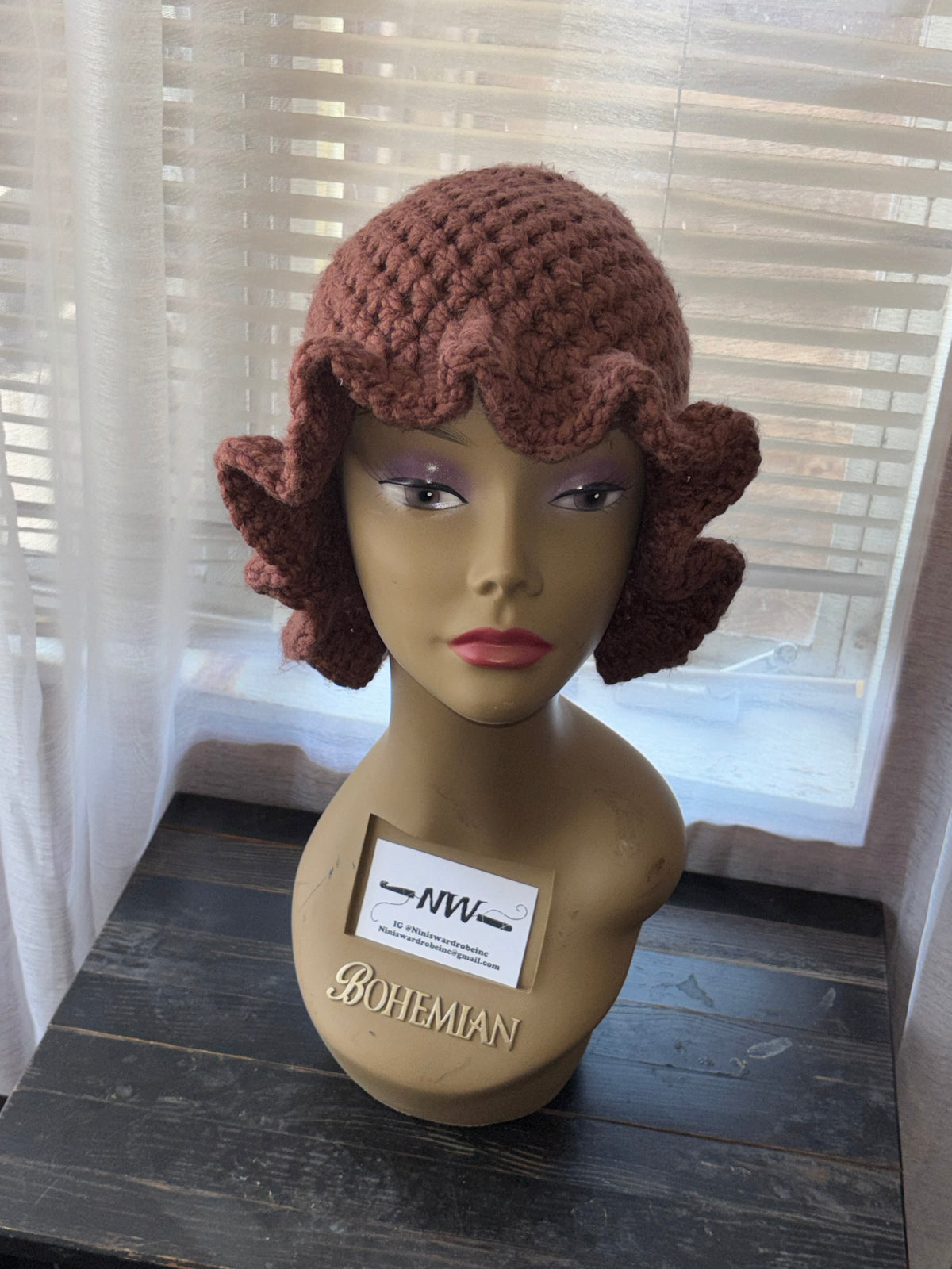 Brown Ruffle Hat