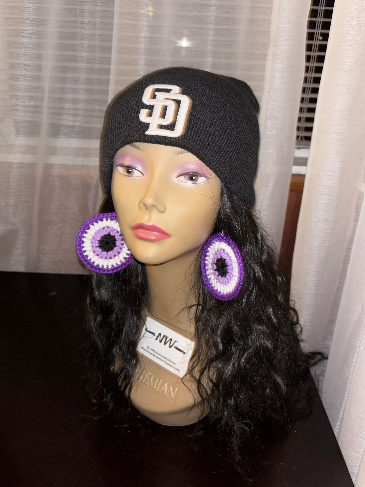 Purple Protection Eye Earrings