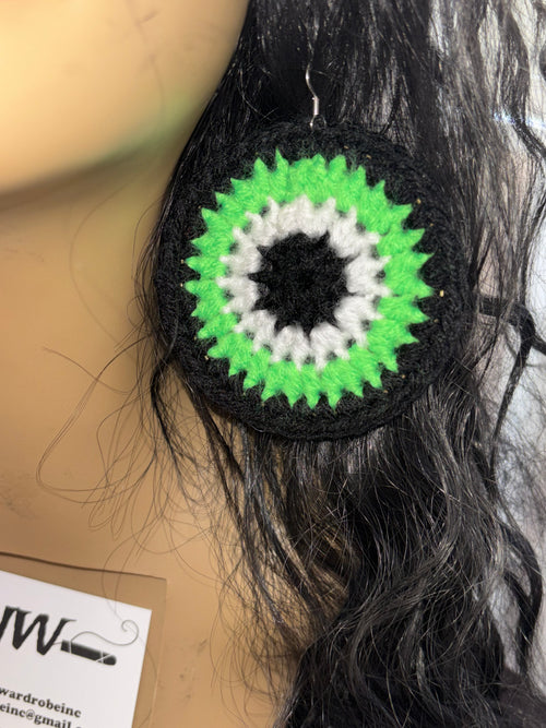 Bright Green Protection Eye Earrings