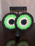 Bright Green Protection Eye Earrings