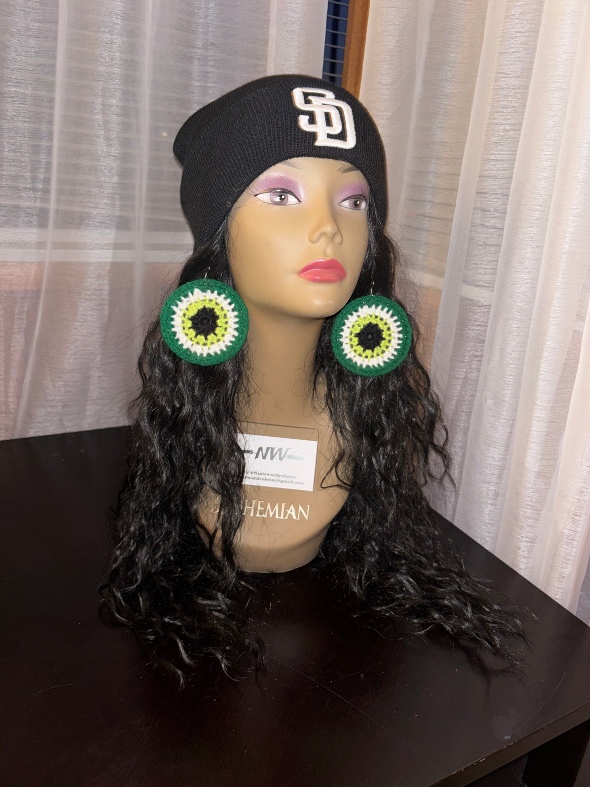 Green Protection Eye Earrings
