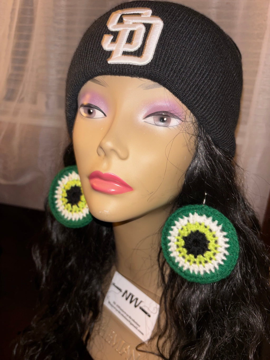 Green Protection Eye Earrings